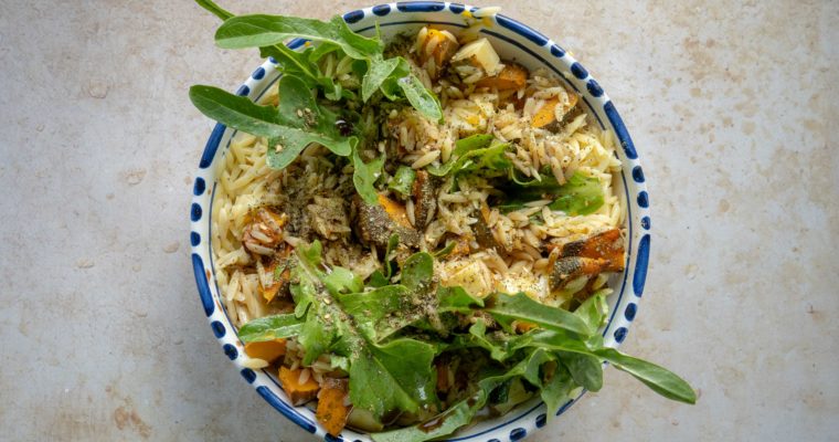 Orzo, potimarron rôti et comté