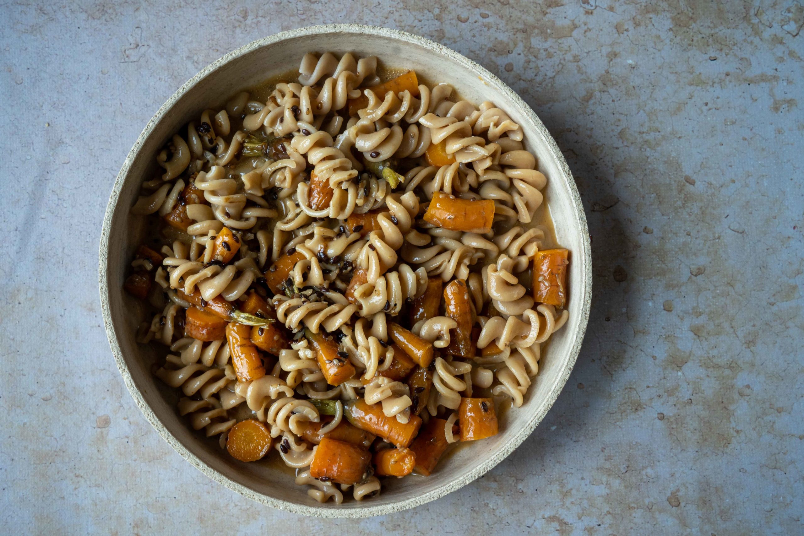 Fusilli, carottes et soja