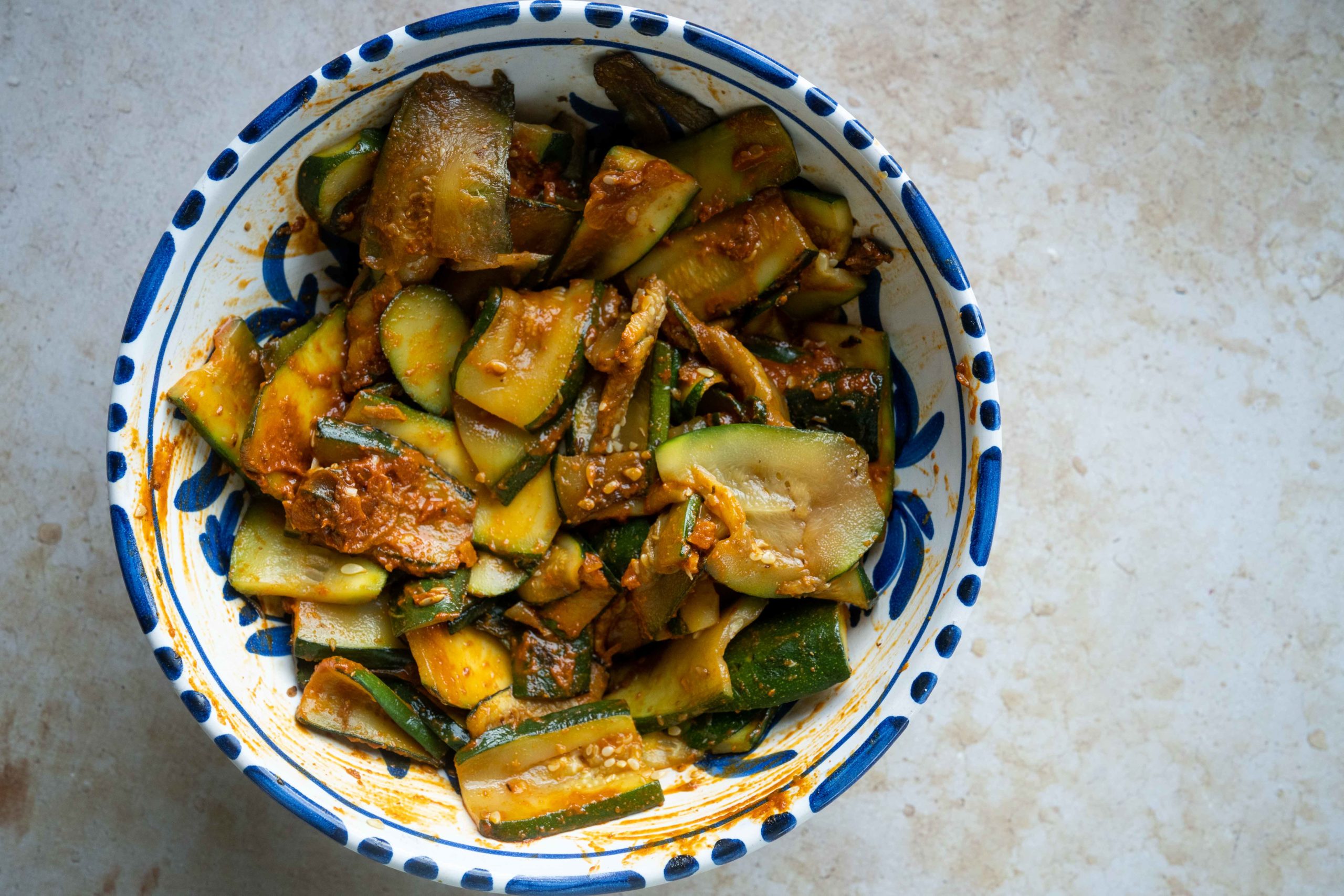 Courgettes, harissa et citron