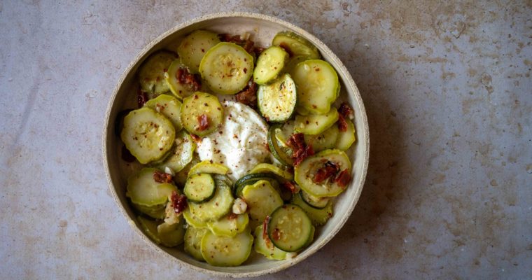 Courgettes confites et burrata