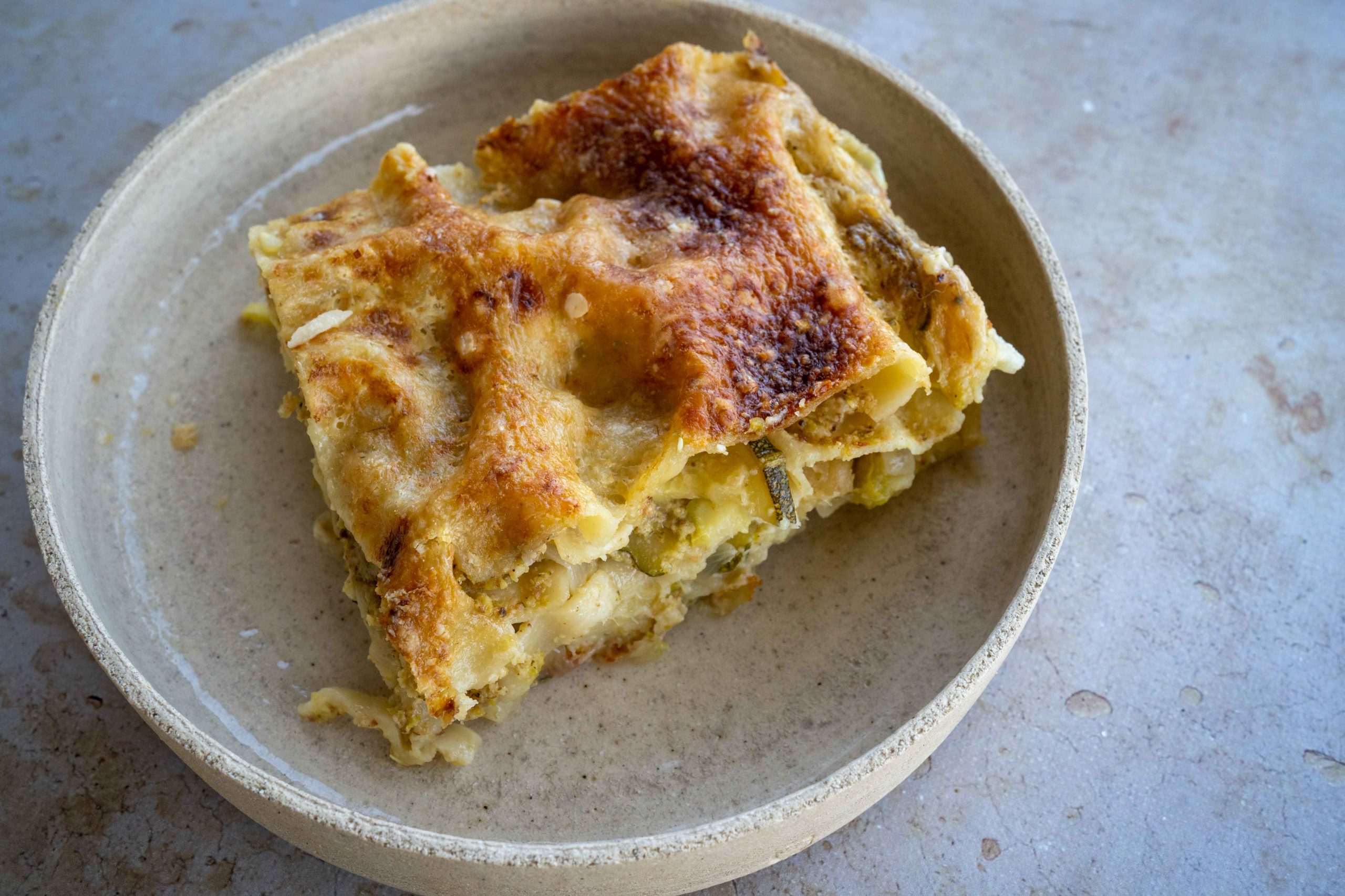 Lasagnes courgettes, amandes et citron